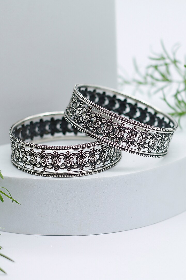 Oxidised Silver Finish Bangle In Sterling Silver by Sangeeta Boochra at Pernia's Pop Up Shop
