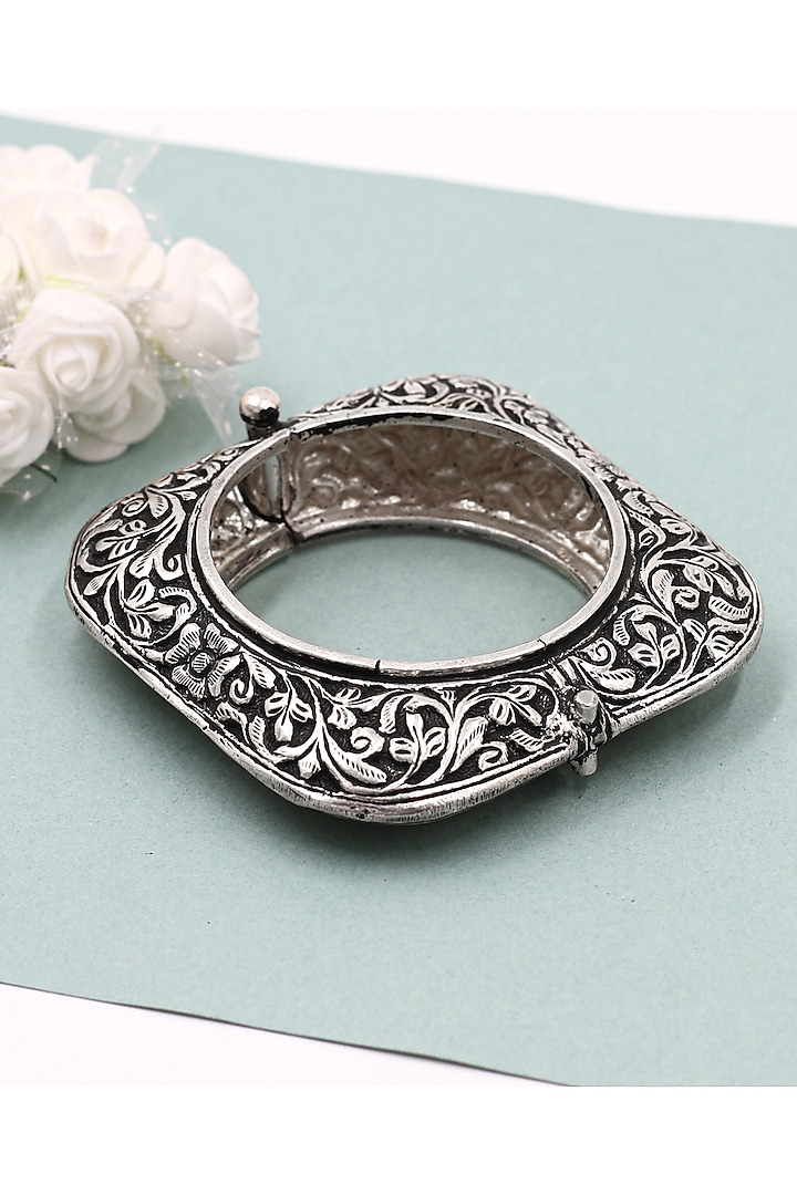 Silver Finish Handcrafted Bangle In Sterling Silver by Sangeeta Boochra