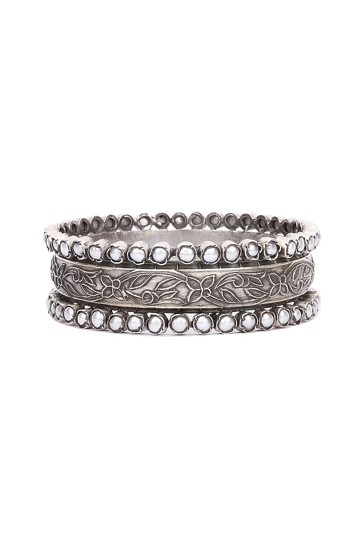 Silver Finish Stone Floral Bracelet In Sterling Silver by Sangeeta Boochra at Pernia's Pop Up Shop