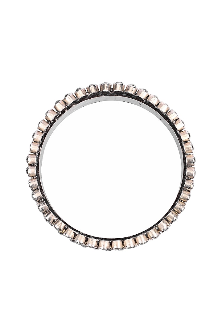 Two-Tone Finish Stone Floral Bracelet In Sterling Silver by Sangeeta Boochra at Pernia's Pop Up Shop