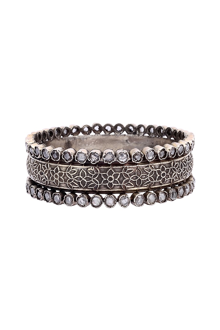 Silver Finish Stone Floral Bracelet In Sterling Silver by Sangeeta Boochra at Pernia's Pop Up Shop