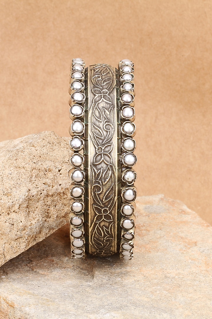 Silver Finish Stone Floral Bracelet In Sterling Silver by Sangeeta Boochra at Pernia's Pop Up Shop