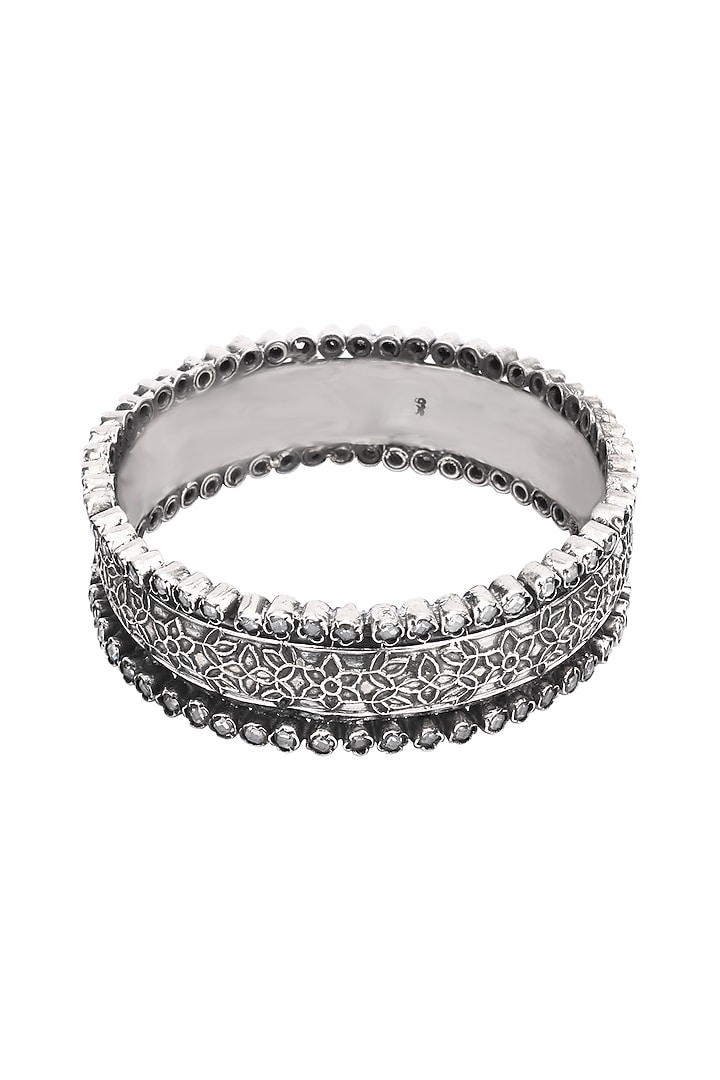 Silver Finish Stone Floral Bracelet In Sterling Silver by Sangeeta Boochra at Pernia's Pop Up Shop