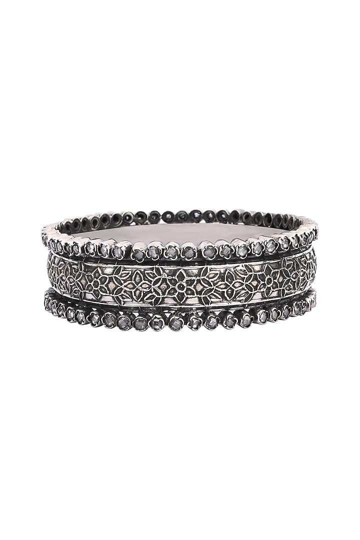 Silver Finish Stone Floral Bracelet In Sterling Silver by Sangeeta Boochra at Pernia's Pop Up Shop