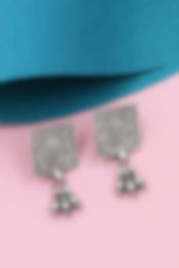 Silver Finish Handcrafted Stud Earrings In Sterling Silver by Sangeeta Boochra at Pernia's Pop Up Shop