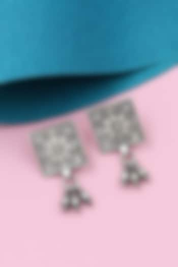 Silver Finish Handcrafted Stud Earrings In Sterling Silver by Sangeeta Boochra at Pernia's Pop Up Shop