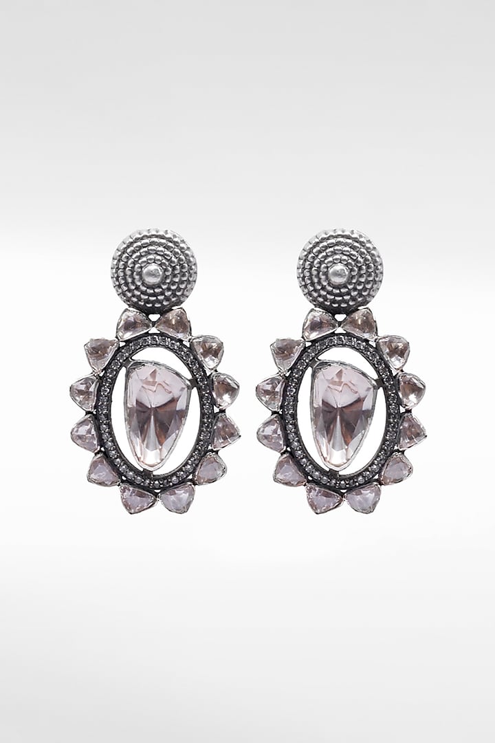 Silver Moissanite Teardrop Earrings by Sangeeta Boochra