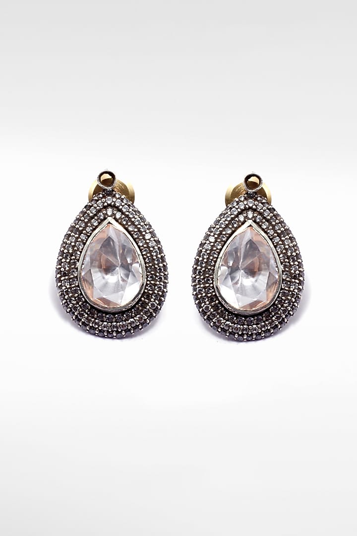 Silver Moissanite Cluster Earrings by Sangeeta Boochra