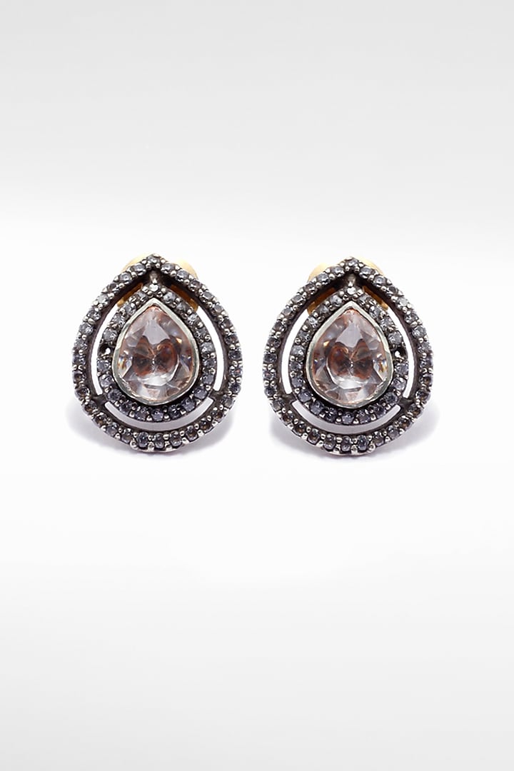 Moissanite Stud Earrings In Sterling Silver by Sangeeta Boochra