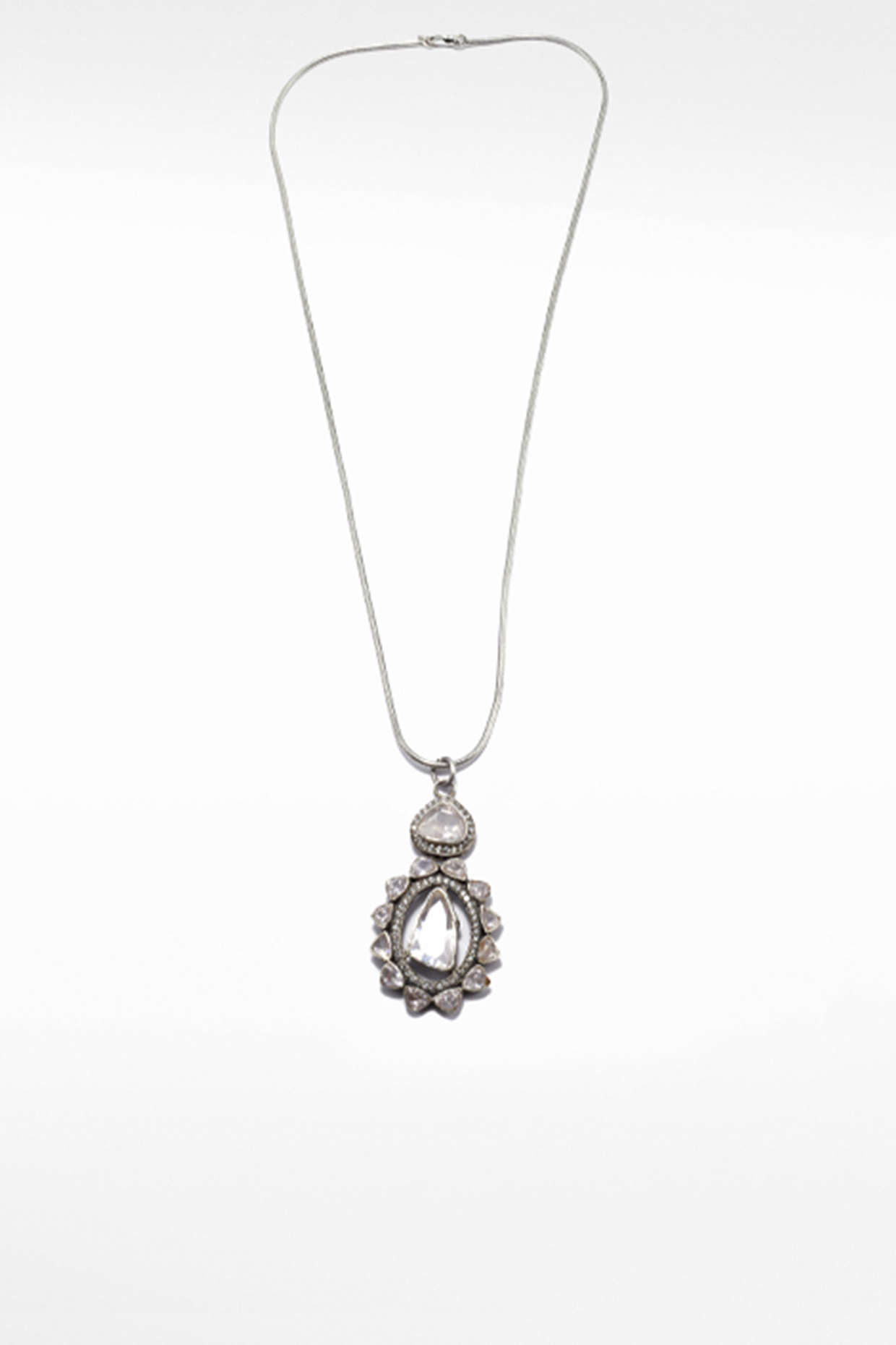 Silver Moissanite Pendant Necklace by Sangeeta Boochra