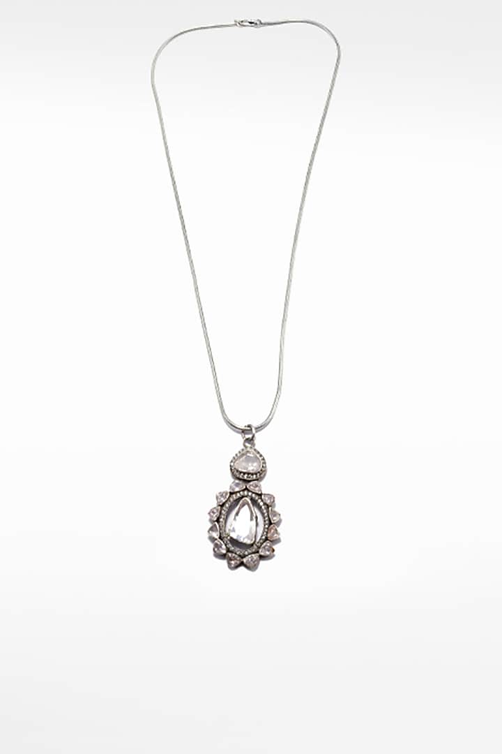 Silver Moissanite Pendant Necklace by Sangeeta Boochra