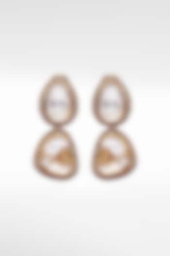Gold Plated Moissanite Teardrop Earrings by Sangeeta Boochra
