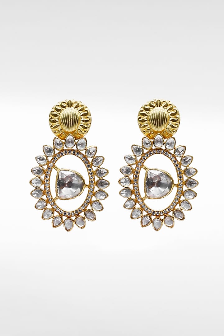 Gold Plated Moissanite Earrings by Sangeeta Boochra at Pernia's Pop Up Shop