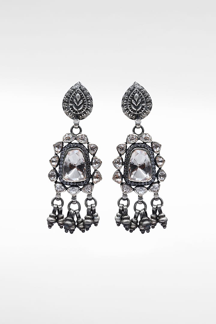 Silver Moissanite Dangler Earrings by Sangeeta Boochra