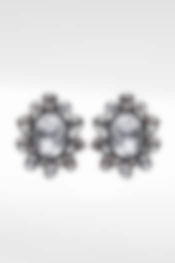Silver Moissanite Stud Earrings by Sangeeta Boochra