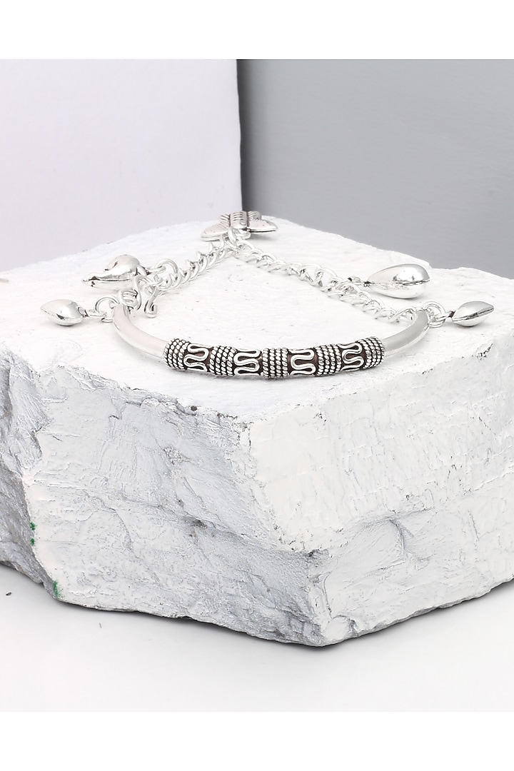 Silver Finish Motifs Adjustable Bracelet In Sterling Silver by Sangeeta Boochra at Pernia's Pop Up Shop