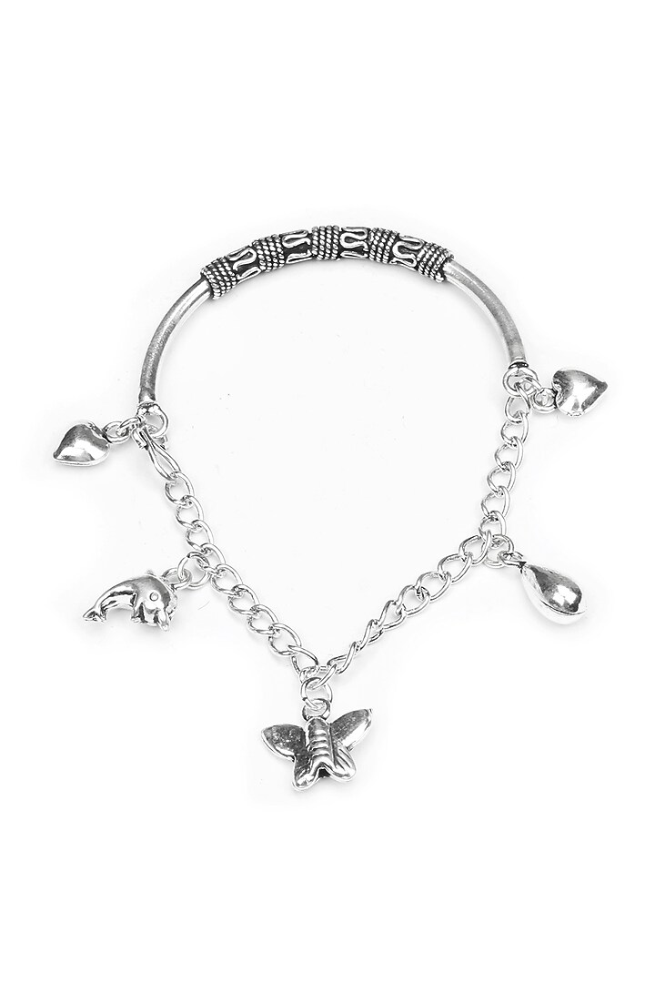Silver Finish Motifs Adjustable Bracelet In Sterling Silver by Sangeeta Boochra at Pernia's Pop Up Shop
