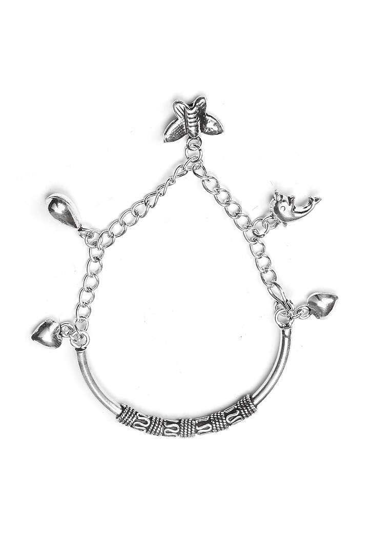Silver Finish Motifs Adjustable Bracelet In Sterling Silver by Sangeeta Boochra at Pernia's Pop Up Shop