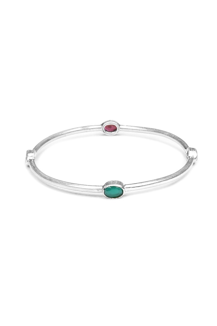 Silver Finish Hydro Stone Handcrafted Bangle In Sterling Silver by Sangeeta Boochra at Pernia's Pop Up Shop