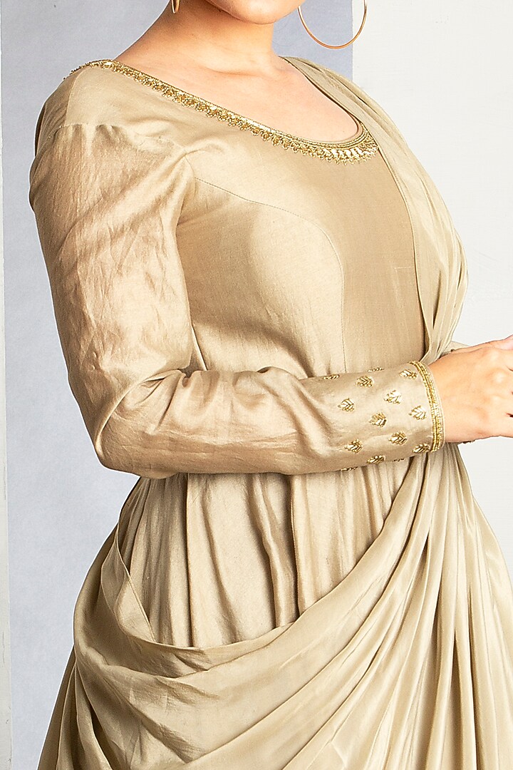 Oyster White & Charcoal Grey OmbreGown by Siyaahi by Poonam & Rohit at Pernia's Pop Up Shop