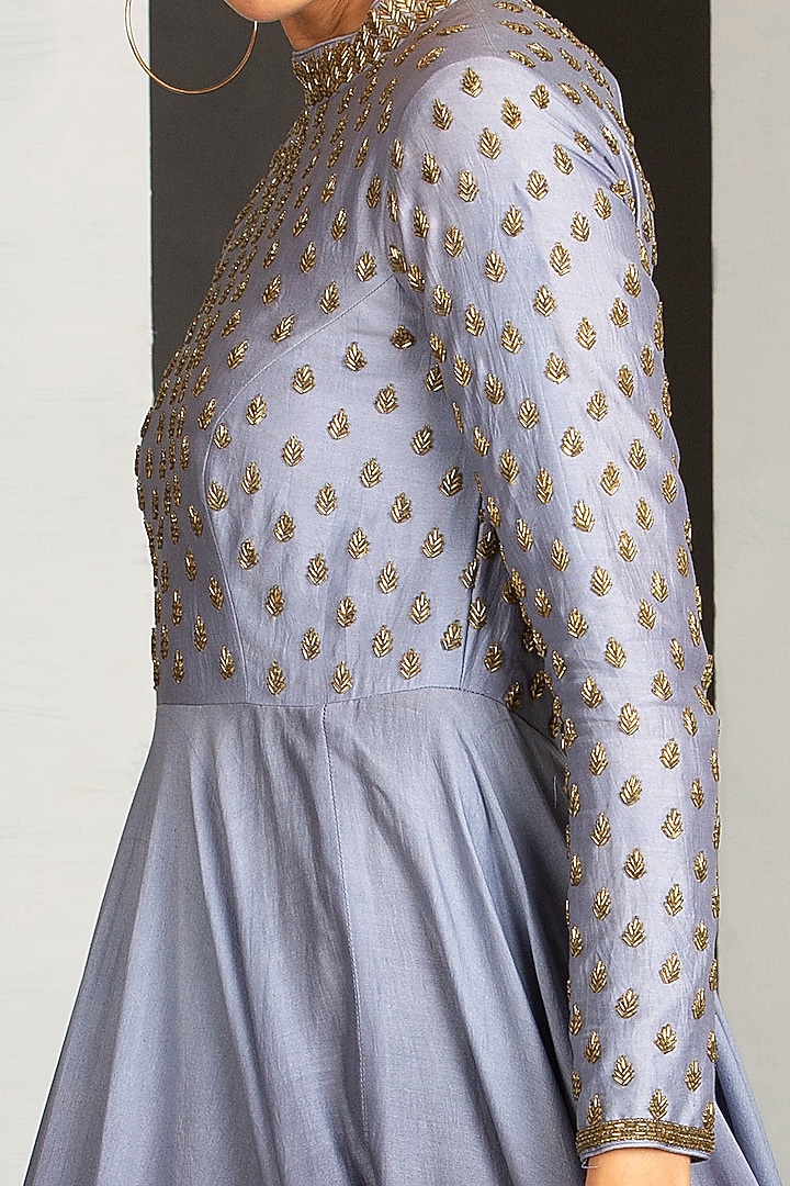 Silver Grey & Shadow Grey OmbreGown by Siyaahi by Poonam & Rohit at Pernia's Pop Up Shop
