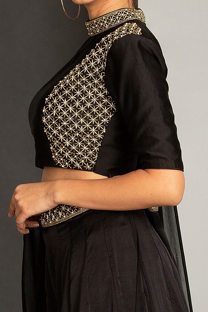 Jet Black Georgette Palazzo Pant Set by Siyaahi by Poonam & Rohit at Pernia's Pop Up Shop