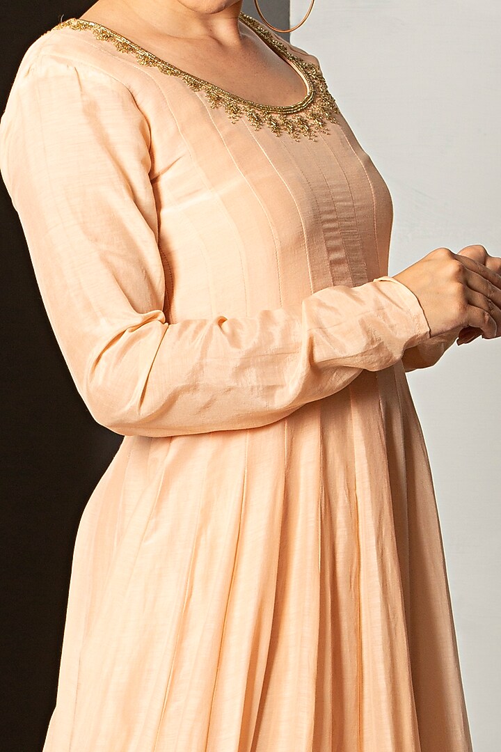 Sepia Beige Embroidered Gown by Siyaahi by Poonam & Rohit at Pernia's Pop Up Shop