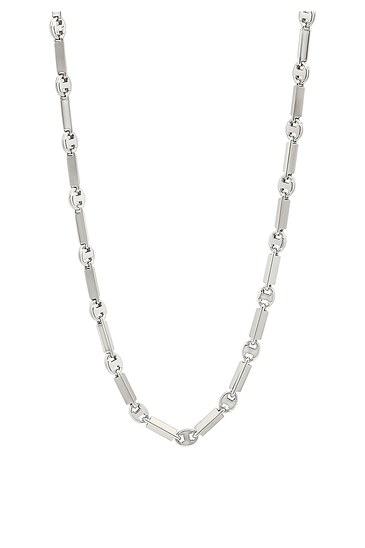 White Finish Chain In Sterling Silver by Silberry Men