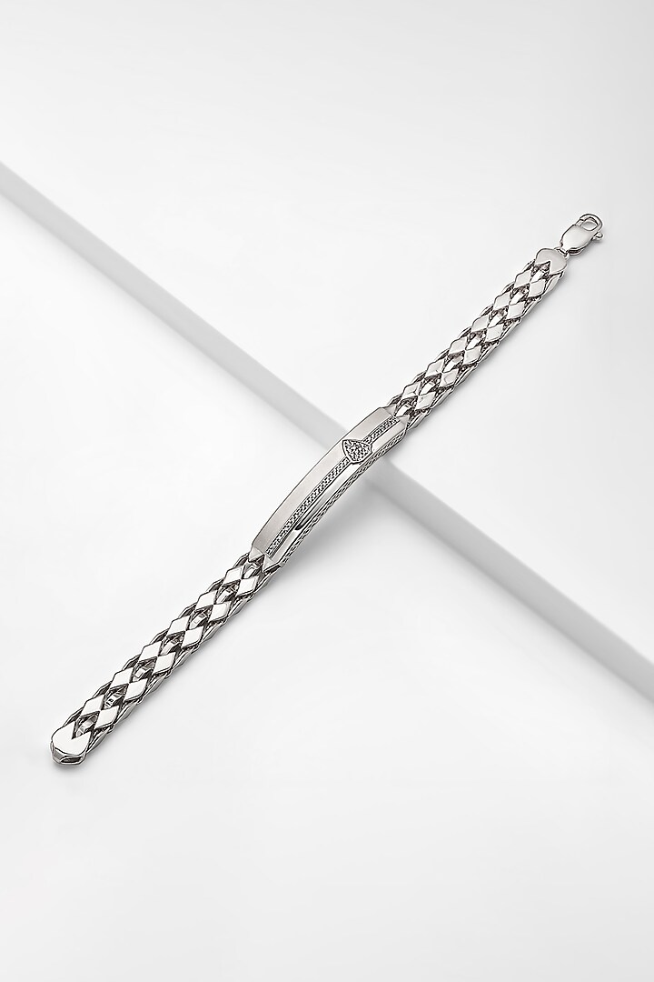 White Finish Quartz Bracelet In 92.5 Sterling Silver by Silberry Men at Pernia's Pop Up Shop