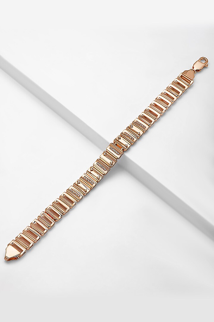 Rose Gold Finish Cubic Zirconia Bracelet In Sterling Silver by Silberry Men at Pernia's Pop Up Shop