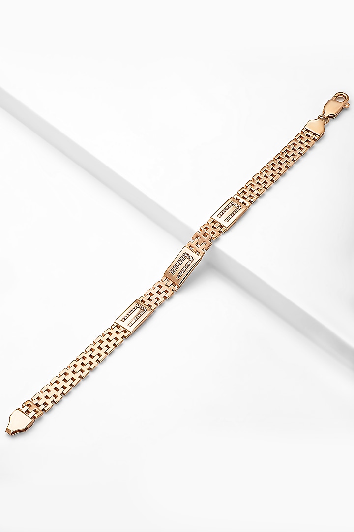 Rose Gold Finish Cubic Zirconia Bracelet In Sterling Silver by Silberry Men at Pernia's Pop Up Shop