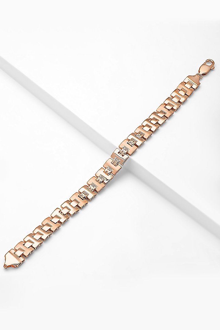 Rose Gold Finish Cubic Zirconia Bracelet In Sterling Silver by Silberry Men at Pernia's Pop Up Shop