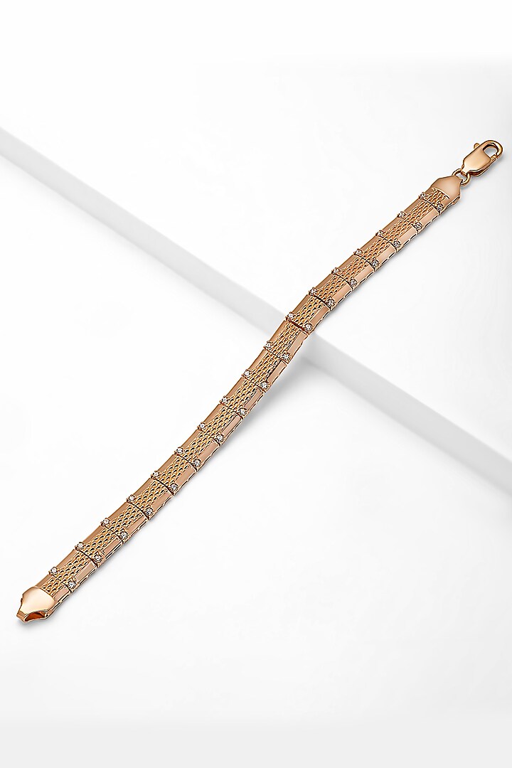 Rose Gold Finish Cubic Zirconia Bracelet In Sterling Silver by Silberry Men at Pernia's Pop Up Shop