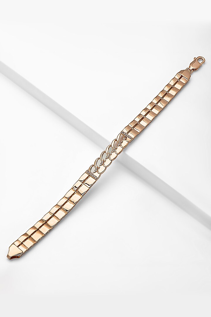 Rose Gold Finish Cubic Zirconia Bracelet In Sterling Silver by Silberry Men at Pernia's Pop Up Shop