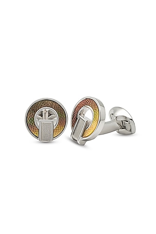 White Finish Mother Of Pearl Cuffs In Sterling Silver by Silberry Men