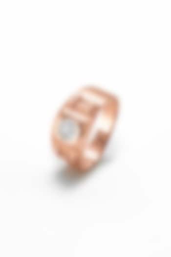 Rose Gold Finish Zirconia Ring In Sterling Silver by Silberry Men at Pernia's Pop Up Shop