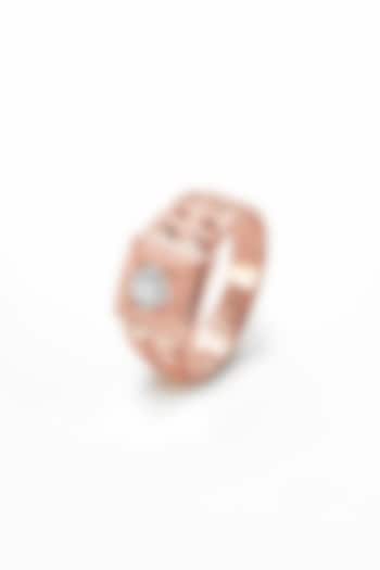 Rose Gold Finish Zirconia Ring In Sterling Silver by Silberry Men at Pernia's Pop Up Shop