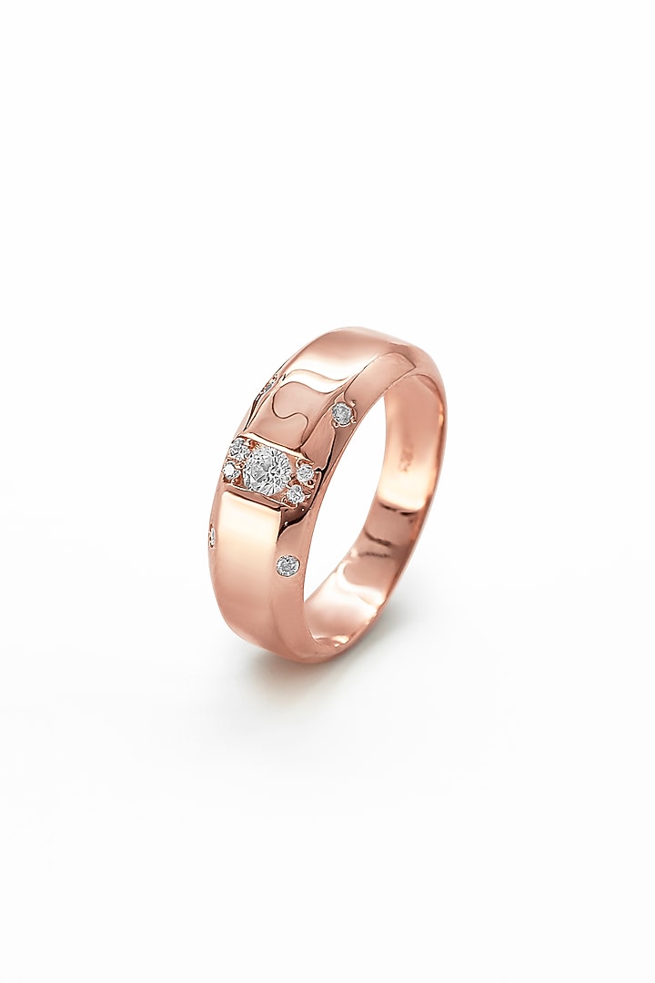 Rose Gold Finish Zirconia Ring In Sterling Silver by Silberry Men at Pernia's Pop Up Shop