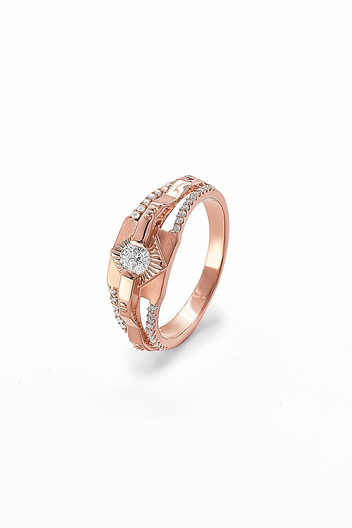 Rose Gold Finish Zirconia Ring In Sterling Silver by Silberry Men at Pernia's Pop Up Shop