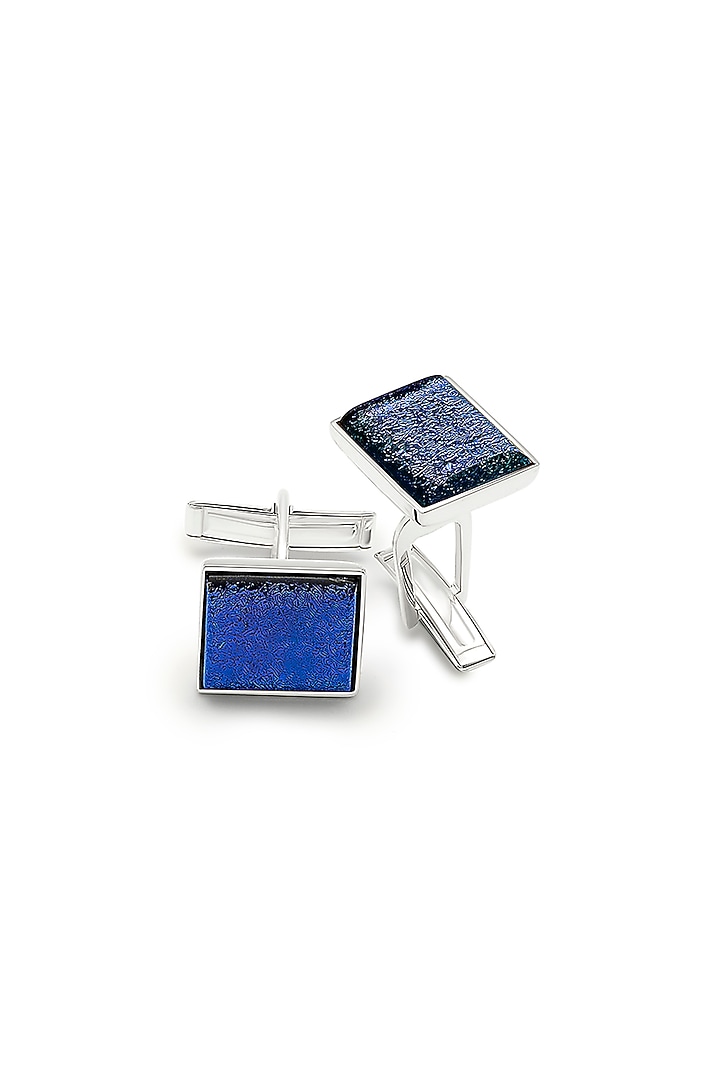 Rhodium Plated Purple Stone Cufflinks In Sterling Silver by Silberry Men at Pernia's Pop Up Shop