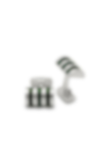 Rhodium Plated Agate Stone Cufflinks In Sterling Silver by Silberry Men at Pernia's Pop Up Shop