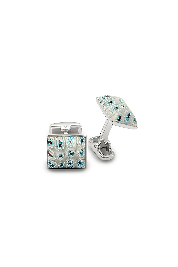 Rhodium Plated Cubic Zirconia Cufflinks In Sterling Silver by Silberry Men