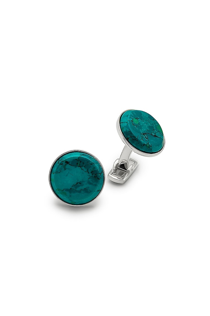 Rhodium Plated Cufflinks In Sterling Silver by Silberry Men