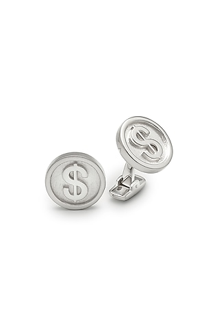Rhodium Plated Cubic Zirconia Cufflinks In Sterling Silver by Silberry Men