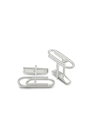 Rhodium Plated Zirconia Cufflinks In Sterling Silver by Silberry Men
