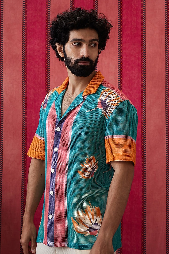 Multi-Colored Woven Cotton Printed Co-Ord Set by Soup By Sougat Paul Men at Pernia's Pop Up Shop