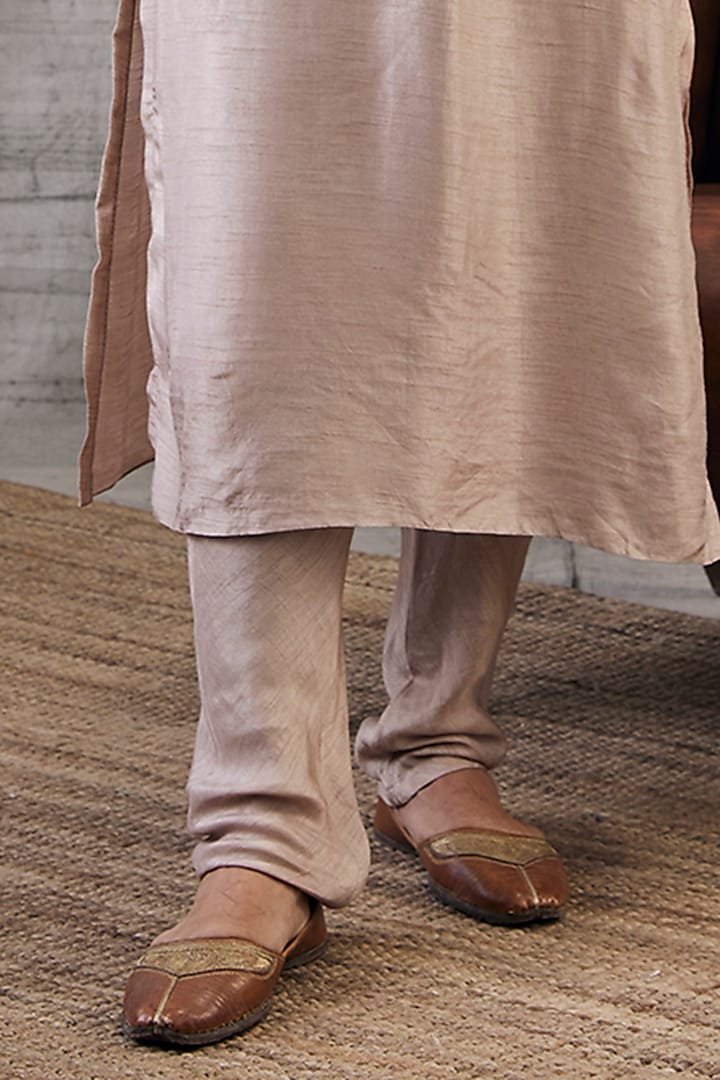 Beige Brocade & Malaysian Silk Printed Bundi Jacket Set by Soup by Sougat Paul Men at Pernia's Pop Up Shop