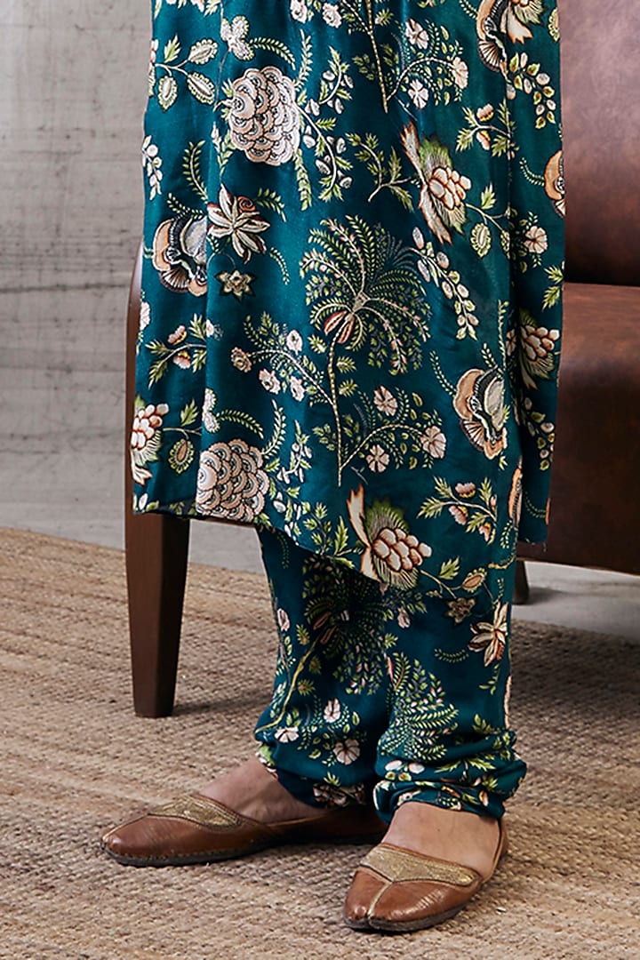 Green Muslin Slub Printed Kurta Set by Soup by Sougat Paul Men at Pernia's Pop Up Shop