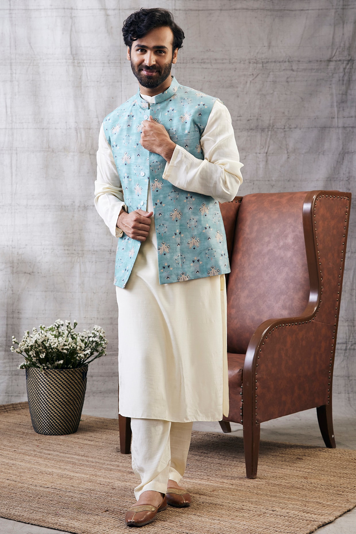 Buy Kirti Agarwal Pret N Couture Cotton Print Jacket Style Kurta With  Pyjama For Boys Pink And White for Boys (14-15Years) Online in India, Shop  at FirstCry.com - 14778869