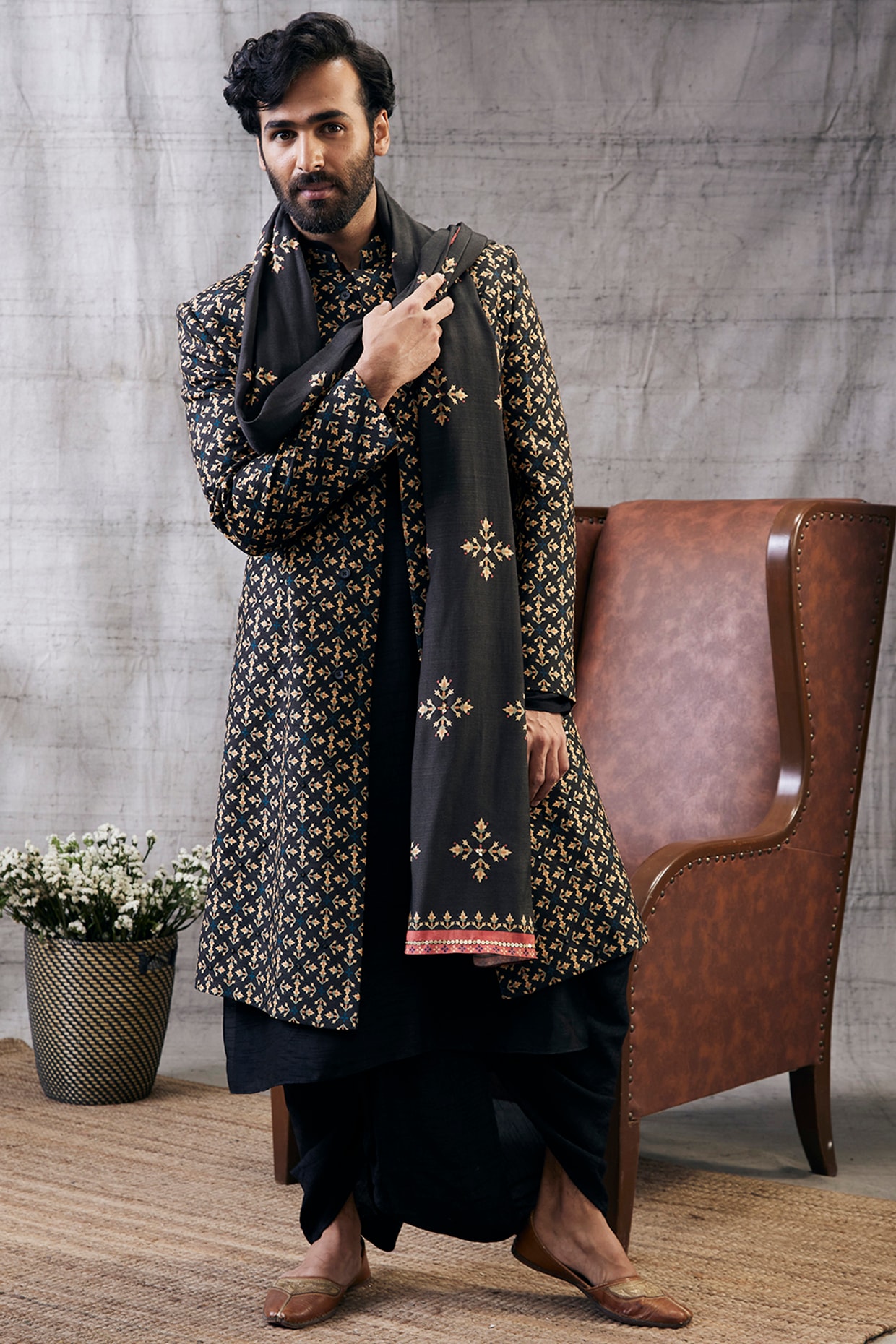 Women Solid A-Line Kurta With Trousers & With Jacket– Inddus.in